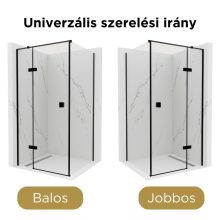 HD Nexon "T" Black 100x120 aszimmetrikus szögletes nyílóajtós zuhanykabin 6 mm vastag vízlepergető biztonsági üveggel, fekete színű elemekkel, 195 cm magas