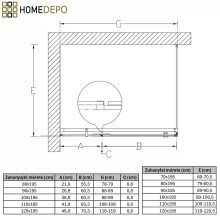 HD Nexon "T" Black 100x120 aszimmetrikus szögletes nyílóajtós zuhanykabin 6 mm vastag vízlepergető biztonsági üveggel, fekete színű elemekkel, 195 cm magas
