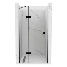 HD Nexon "S" Black 80/90/100/110/120 cm széles fix+nyíló zuhanyajtó 6 mm vastag vízlepergető biztonsági üveggel, fekete elemekkel, 195 cm magas