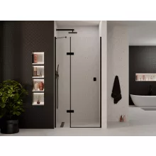 HD Nexon "S" Black 80/90/100/110/120 cm széles fix+nyíló zuhanyajtó 6 mm vastag vízlepergető biztonsági üveggel, fekete elemekkel, 195 cm magas