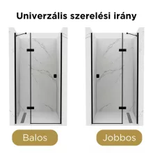 HD Nexon "S" Black 80/90/100/110/120 cm széles fix+nyíló zuhanyajtó 6 mm vastag vízlepergető biztonsági üveggel, fekete elemekkel, 195 cm magas