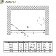 HD Nexon "S" Black 80/90/100/110/120 cm széles fix+nyíló zuhanyajtó 6 mm vastag vízlepergető biztonsági üveggel, fekete elemekkel, 195 cm magas