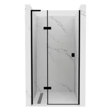 HD Nexon "L" Black 80/90/100/110/120 cm széles fix+nyíló zuhanyajtó 6 mm vastag vízlepergető biztonsági üveggel, fekete elemekkel, 195 cm magas