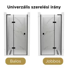 HD Nexon "L" Black 80/90/100/110/120 cm széles fix+nyíló zuhanyajtó 6 mm vastag vízlepergető biztonsági üveggel, fekete elemekkel, 195 cm magas