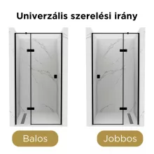 HD Nexon "T" Black 80/90/100/110/120 cm széles fix+nyíló zuhanyajtó 6 mm vastag vízlepergető biztonsági üveggel, fekete elemekkel, 195 cm magas