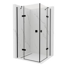 HD Nexon Duo "S" Black 90x110 aszimmetrikus szögletes nyílóajtós zuhanykabin 6 mm vastag vízlepergető biztonsági üveggel, fekete elemekkel, 195 cm magas