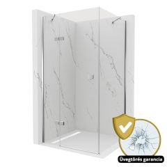   HD Nexon "S" aszimmetrikus szögletes nyílóajtós zuhanykabin 6 mm vastag vízlepergető biztonsági üveggel, krómozott elemekkel, 195 cm magas