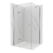 HD Nexon "S" aszimmetrikus szögletes nyílóajtós zuhanykabin 6 mm vastag vízlepergető biztonsági üveggel, krómozott elemekkel, 195 cm magas