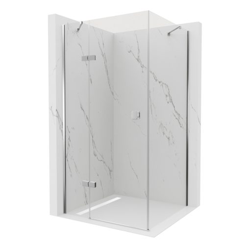 HD Nexon "S" aszimmetrikus szögletes nyílóajtós zuhanykabin 6 mm vastag vízlepergető biztonsági üveggel, krómozott elemekkel, 195 cm magas