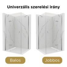 HD Nexon "S" aszimmetrikus szögletes nyílóajtós zuhanykabin 6 mm vastag vízlepergető biztonsági üveggel, krómozott elemekkel, 195 cm magas