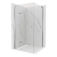 HD Nexon "L" aszimmetrikus szögletes nyílóajtós zuhanykabin 6 mm vastag vízlepergető biztonsági üveggel, krómozott elemekkel, 195 cm magas