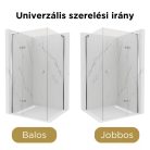 HD Nexon "L" 100x80 aszimmetrikus szögletes nyílóajtós zuhanykabin 6 mm vastag vízlepergető biztonsági üveggel, krómozott elemekkel, 195 cm magas