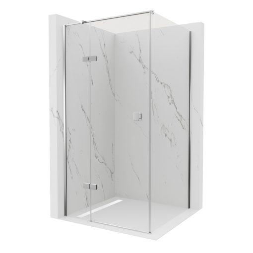 HD Nexon "T" 110x100 aszimmetrikus szögletes nyílóajtós zuhanykabin 6 mm vastag vízlepergető biztonsági üveggel, krómozott elemekkel, 195 cm magas