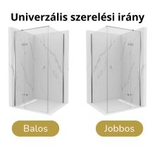 HD Nexon "T" 110x100 aszimmetrikus szögletes nyílóajtós zuhanykabin 6 mm vastag vízlepergető biztonsági üveggel, krómozott elemekkel, 195 cm magas