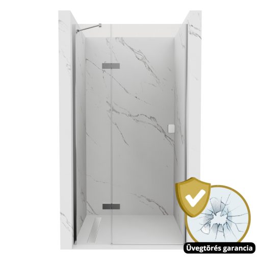 HD Nexon "S" 80/90/100/110/120 cm széles fix+nyíló zuhanyajtó 6 mm vastag vízlepergető biztonsági üveggel, krómozott elemekkel, 195 cm magas