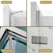 HD Nexon "S" 80/90/100/110/120 cm széles fix+nyíló zuhanyajtó 6 mm vastag vízlepergető biztonsági üveggel, krómozott elemekkel, 195 cm magas