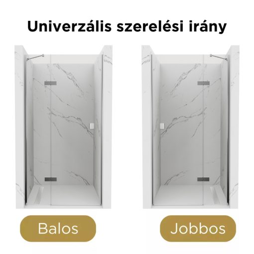 HD Nexon "S" 80/90/100/110/120 cm széles fix+nyíló zuhanyajtó 6 mm vastag vízlepergető biztonsági üveggel, krómozott elemekkel, 195 cm magas