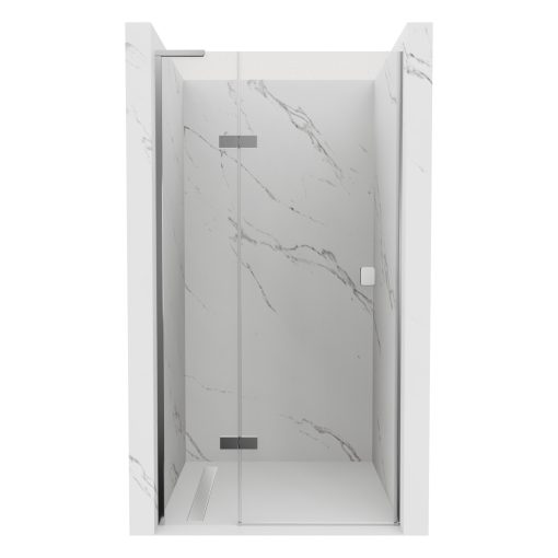 HD Nexon "L" 80/90/100/110/120 cm széles fix+nyíló zuhanyajtó 6 mm vastag vízlepergető biztonsági üveggel, krómozott elemekkel, 195 cm magas