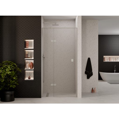 HD Nexon "T" 80/90/100/110/120 cm széles fix+nyíló zuhanyajtó 6 mm vastag vízlepergető biztonsági üveggel, krómozott elemekkel, 195 cm magas