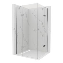 HD Nexon Duo "S" 100x80 aszimmetrikus szögletes nyílóajtós zuhanykabin 6 mm vastag vízlepergető biztonsági üveggel, krómozott elemekkel, 195 cm magas