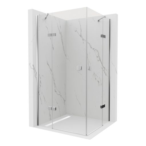 HD Nexon Duo "S" 100x80 aszimmetrikus szögletes nyílóajtós zuhanykabin 6 mm vastag vízlepergető biztonsági üveggel, krómozott elemekkel, 195 cm magas