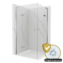 HD Nexon Duo "L" aszimmetrikus szögletes nyílóajtós zuhanykabin 6 mm vastag vízlepergető biztonsági üveggel, krómozott elemekkel, 195 cm magas