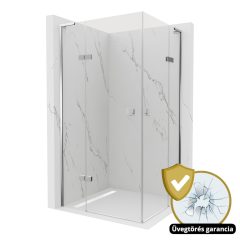   HD Nexon Duo "L" aszimmetrikus szögletes nyílóajtós zuhanykabin 6 mm vastag vízlepergető biztonsági üveggel, krómozott elemekkel, 195 cm magas