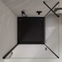 HD Nero "S" Black szögletes nyílóajtós zuhanykabin 6 mm vastag vízlepergető biztonsági üveggel, fekete elemekkel, 195 cm magas