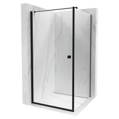   HD Nero "F" Black szögletes nyílóajtós zuhanykabin 6 mm vastag vízlepergető biztonsági üveggel, fekete elemekkel, 195 cm magas