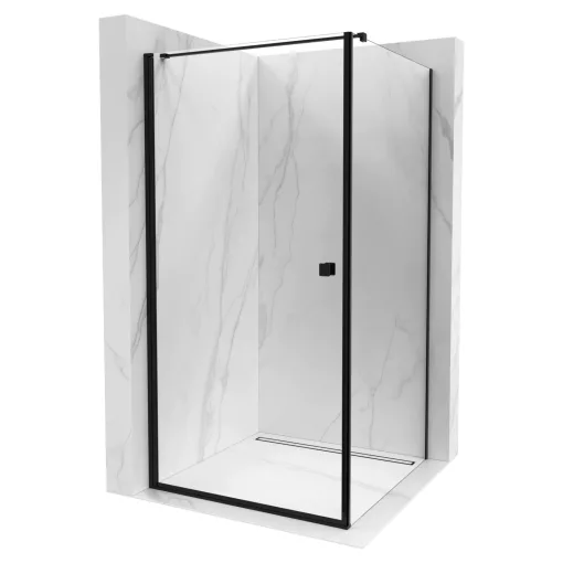 HD Nero "F" Black szögletes nyílóajtós zuhanykabin 6 mm vastag vízlepergető biztonsági üveggel, fekete elemekkel, 195 cm magas