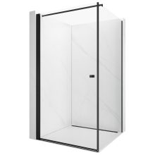 HD Nero "F" Black aszimmetrikus szögletes nyílóajtós zuhanykabin 6 mm vastag vízlepergető biztonsági üveggel, fekete elemekkel, 195 cm magas