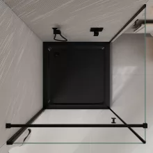 HD Nero "F" Black szögletes nyílóajtós zuhanykabin 6 mm vastag vízlepergető biztonsági üveggel, fekete elemekkel, 195 cm magas