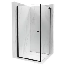 HD Nero "L" Black szögletes nyílóajtós zuhanykabin 6 mm vastag vízlepergető biztonsági üveggel, fekete elemekkel, 195 cm magas