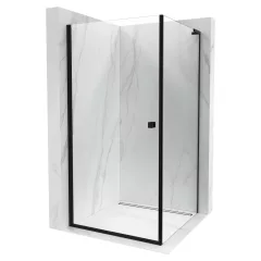   HD Nero "L" Black szögletes nyílóajtós zuhanykabin 6 mm vastag vízlepergető biztonsági üveggel, fekete elemekkel, 195 cm magas