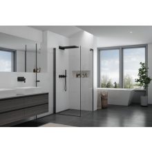 HD Nero "L" Black szögletes nyílóajtós zuhanykabin 6 mm vastag vízlepergető biztonsági üveggel, fekete elemekkel, 195 cm magas