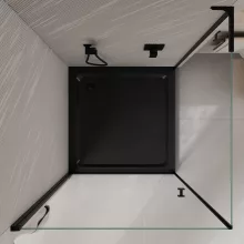 HD Nero "L" Black szögletes nyílóajtós zuhanykabin 6 mm vastag vízlepergető biztonsági üveggel, fekete elemekkel, 195 cm magas