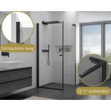 HD Nero "L" Black szögletes nyílóajtós zuhanykabin 6 mm vastag vízlepergető biztonsági üveggel, fekete elemekkel, 195 cm magas