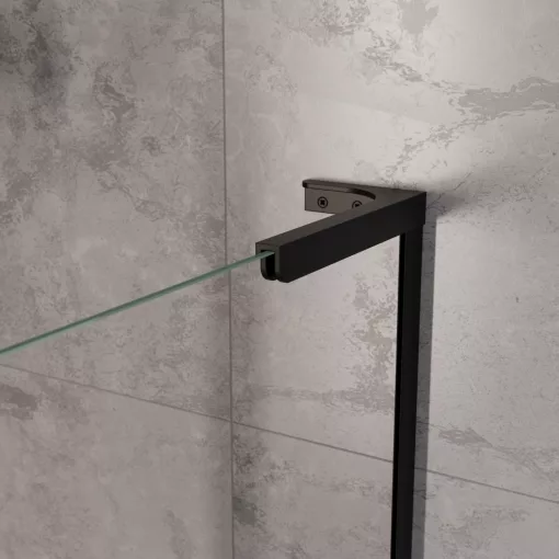 HD Nero "L" Black szögletes nyílóajtós zuhanykabin 6 mm vastag vízlepergető biztonsági üveggel, fekete elemekkel, 195 cm magas