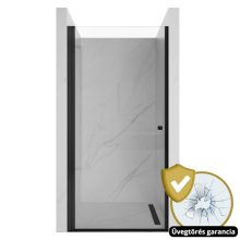HD Nero Black 70/80/90/100 cm széles egyszárnyú nyíló króm zuhanyajtó 6 mm vastag vízlepergető biztonsági üveggel, fekete elemekkel, 195 cm magas