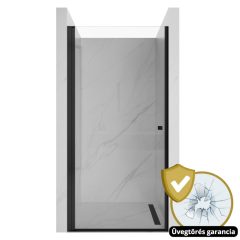   HD Nero Black 70/80/90/100 cm széles egyszárnyú nyíló króm zuhanyajtó 6 mm vastag vízlepergető biztonsági üveggel, fekete elemekkel, 195 cm magas