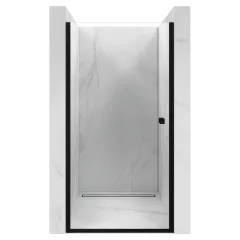   HD Nero Black 70/80/90/100 cm széles egyszárnyú nyíló króm zuhanyajtó 6 mm vastag vízlepergető biztonsági üveggel, fekete elemekkel, 195 cm magas
