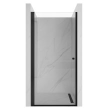 HD Nero Black 70/80/90/100 cm széles egyszárnyú nyíló króm zuhanyajtó 6 mm vastag vízlepergető biztonsági üveggel, fekete elemekkel, 195 cm magas