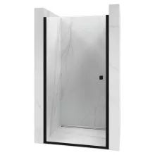 HD Nero Black 70/80/90/100 cm széles egyszárnyú nyíló króm zuhanyajtó 6 mm vastag vízlepergető biztonsági üveggel, fekete elemekkel, 195 cm magas