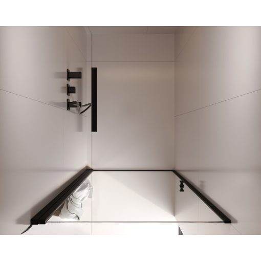 HD Nero Black 70/80/90/100 cm széles egyszárnyú nyíló króm zuhanyajtó 6 mm vastag vízlepergető biztonsági üveggel, fekete elemekkel, 195 cm magas