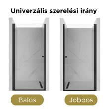 HD Nero Black 70/80/90/100 cm széles egyszárnyú nyíló króm zuhanyajtó 6 mm vastag vízlepergető biztonsági üveggel, fekete elemekkel, 195 cm magas