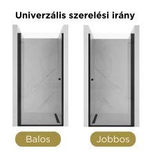 HD Nero Black 70/80/90/100 cm széles egyszárnyú nyíló króm zuhanyajtó 6 mm vastag vízlepergető biztonsági üveggel, fekete elemekkel, 195 cm magas