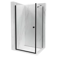 HD Nero "S" Black 70x110 aszimmetrikus szögletes nyílóajtós zuhanykabin 6 mm vastag vízlepergető biztonsági üveggel, fekete elemekkel, 195 cm magas