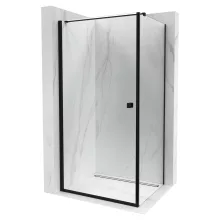 HD Nero "F" Black 70x120 aszimmetrikus szögletes nyílóajtós zuhanykabin 6 mm vastag vízlepergető biztonsági üveggel, fekete elemekkel, 195 cm magas
