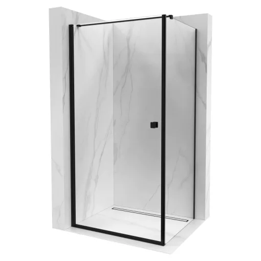 HD Nero "F" Black 70x120 aszimmetrikus szögletes nyílóajtós zuhanykabin 6 mm vastag vízlepergető biztonsági üveggel, fekete elemekkel, 195 cm magas