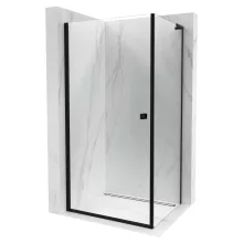 HD Nero "L" Black 70x110 aszimmetrikus szögletes nyílóajtós zuhanykabin 6 mm vastag vízlepergető biztonsági üveggel, fekete elemekkel, 195 cm magas